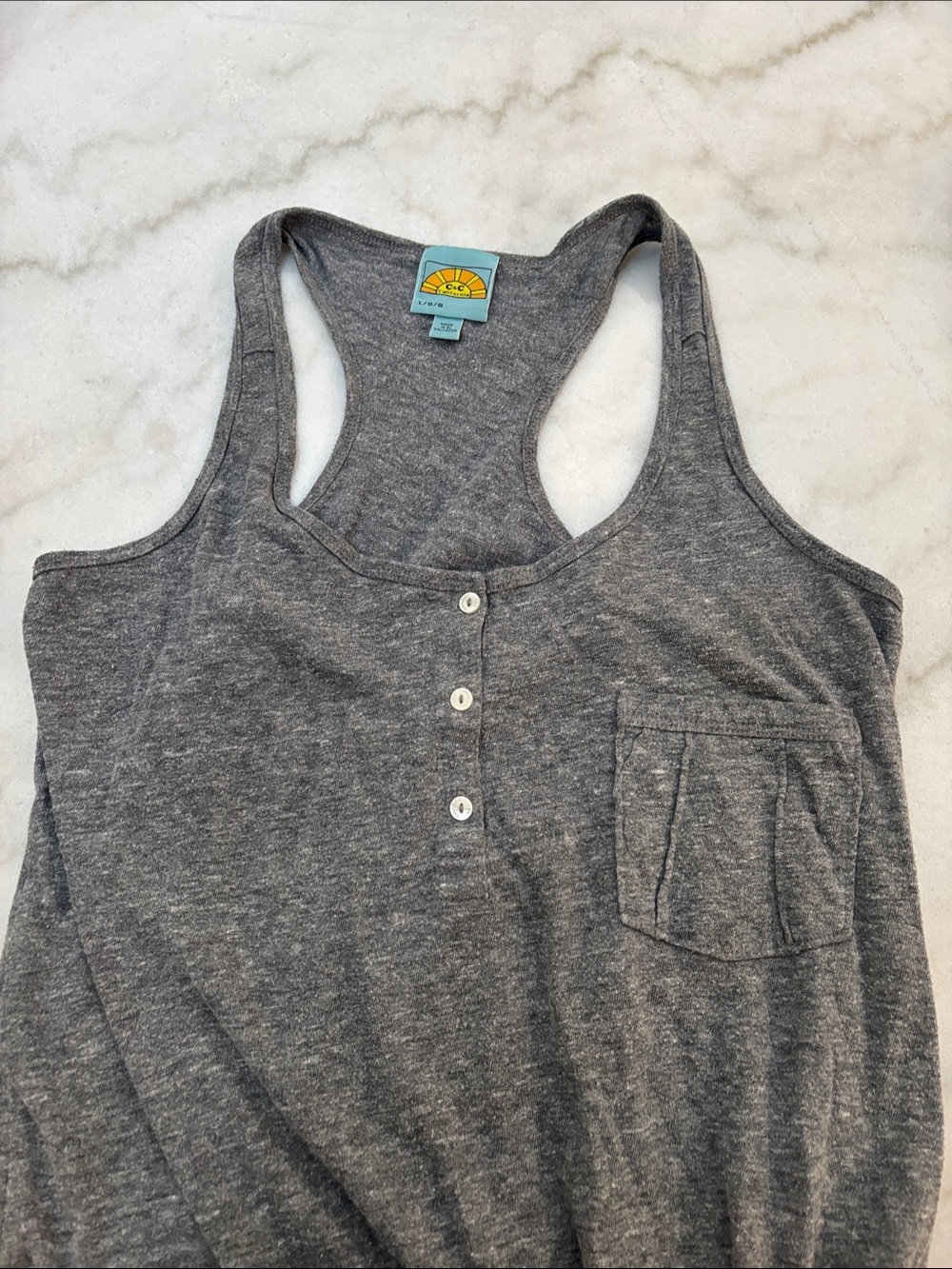 C&C California Heather Gray Racerback Tank Romper. Size L